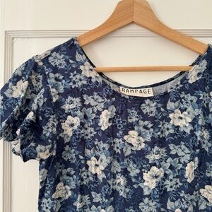Vintage Rampage blue floral midi dress size small